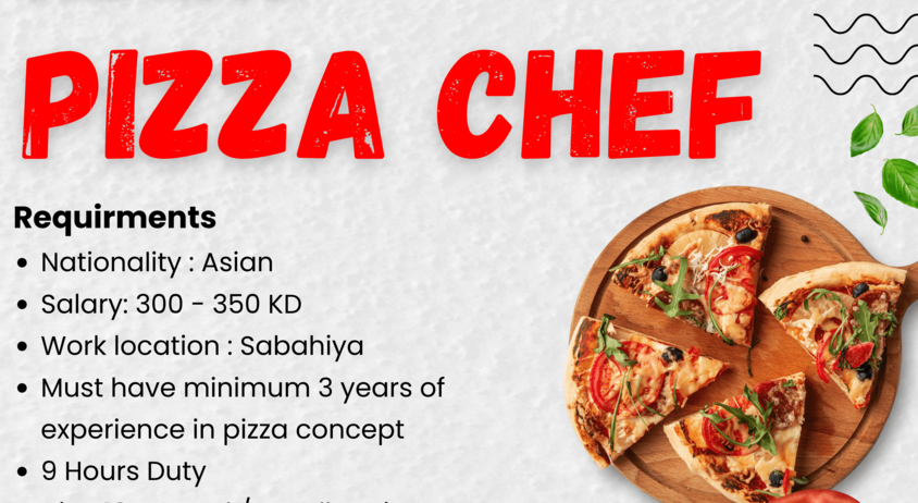 We are hiring pizza chef